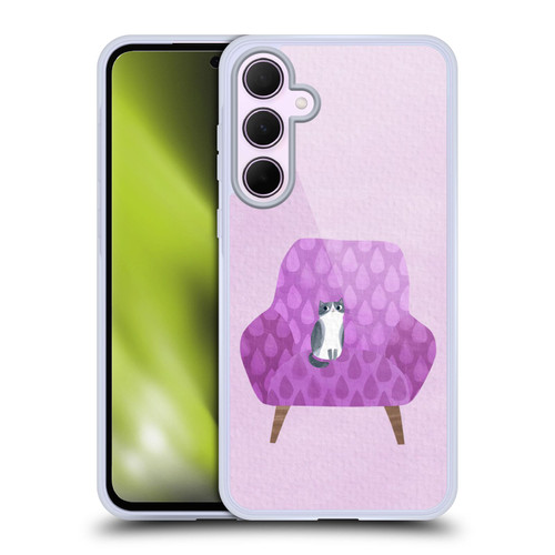 Planet Cat Arm Chair Lilac Chair Cat Soft Gel Case for Samsung Galaxy A35 5G