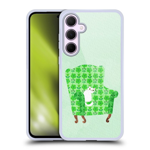 Planet Cat Arm Chair Spring Green Chair Cat Soft Gel Case for Samsung Galaxy A35 5G