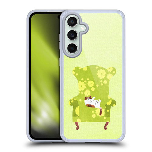 Planet Cat Arm Chair Lime Chair Cat Soft Gel Case for Samsung Galaxy S23 FE 5G