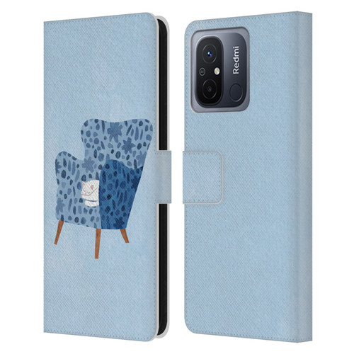 Planet Cat Arm Chair Cornflower Chair Cat Leather Book Wallet Case Cover For Xiaomi Redmi 12C