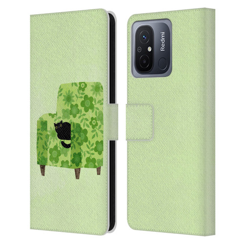 Planet Cat Arm Chair Pear Green Chair Cat Leather Book Wallet Case Cover For Xiaomi Redmi 12C
