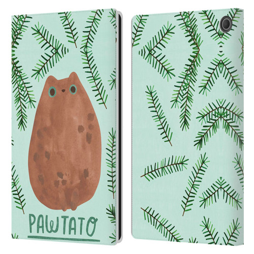 Planet Cat Puns Pawtato Leather Book Wallet Case Cover For Amazon Fire Max 11 2023