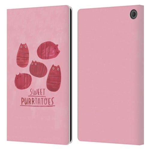 Planet Cat Puns Sweet Purrtatoes Leather Book Wallet Case Cover For Amazon Fire Max 11 2023