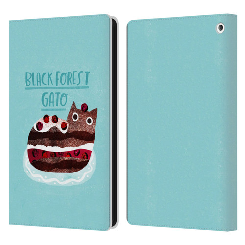 Planet Cat Puns Black Forest Gato Leather Book Wallet Case Cover For Amazon Fire HD 8/Fire HD 8 Plus 2020