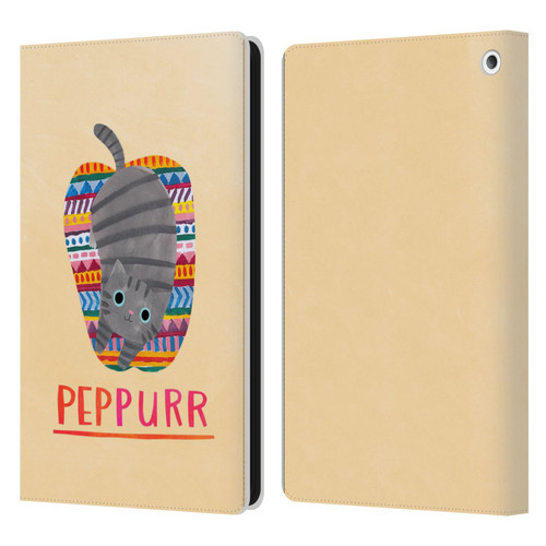 Planet Cat Puns Peppur Leather Book Wallet Case Cover For Amazon Fire HD 8/Fire HD 8 Plus 2020