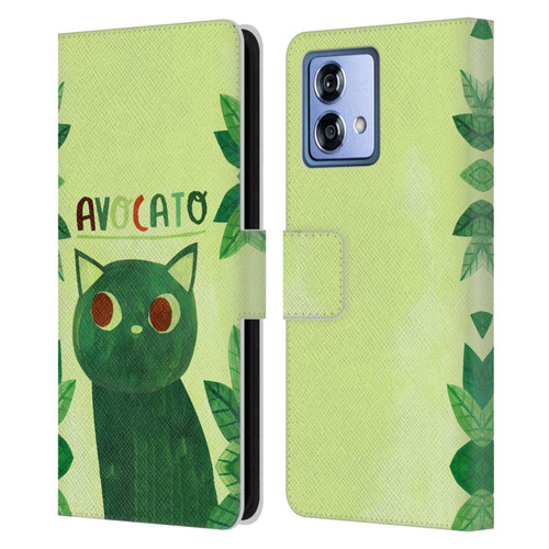 Planet Cat Puns Avocato Leather Book Wallet Case Cover For Motorola Moto G84 5G