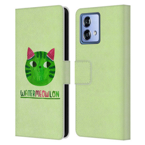 Planet Cat Puns Watermeowlon Leather Book Wallet Case Cover For Motorola Moto G84 5G