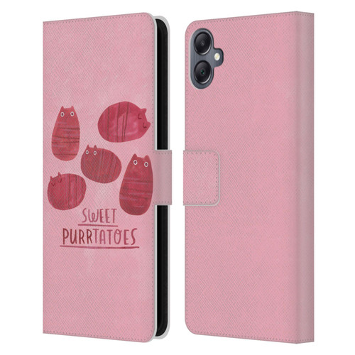 Planet Cat Puns Sweet Purrtatoes Leather Book Wallet Case Cover For Samsung Galaxy A05