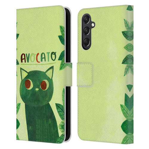 Planet Cat Puns Avocato Leather Book Wallet Case Cover For Samsung Galaxy A24 4G / M34 5G