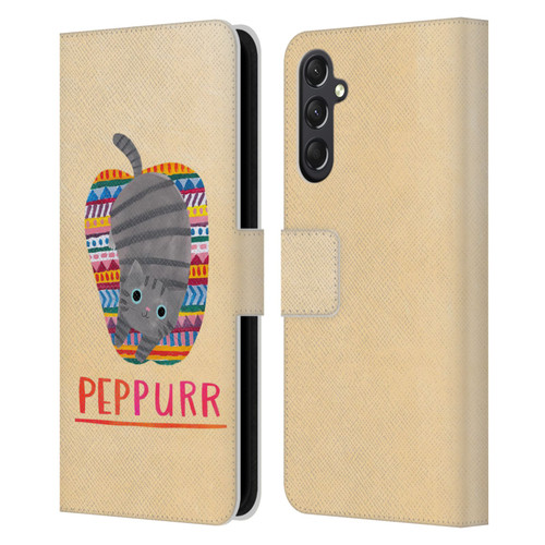 Planet Cat Puns Peppur Leather Book Wallet Case Cover For Samsung Galaxy A24 4G / M34 5G