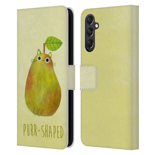 Planet Cat Puns Purr-shaped Leather Book Wallet Case Cover For Samsung Galaxy A24 4G / M34 5G