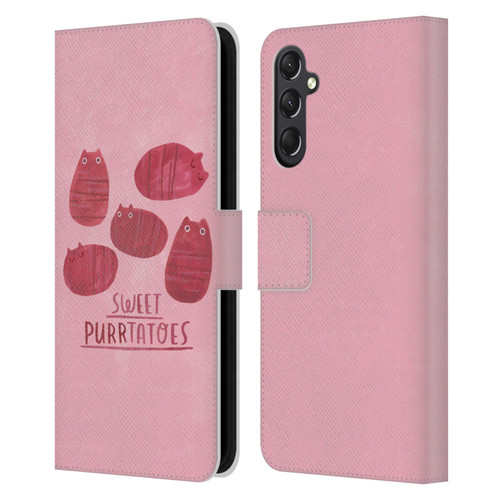 Planet Cat Puns Sweet Purrtatoes Leather Book Wallet Case Cover For Samsung Galaxy A24 4G / M34 5G