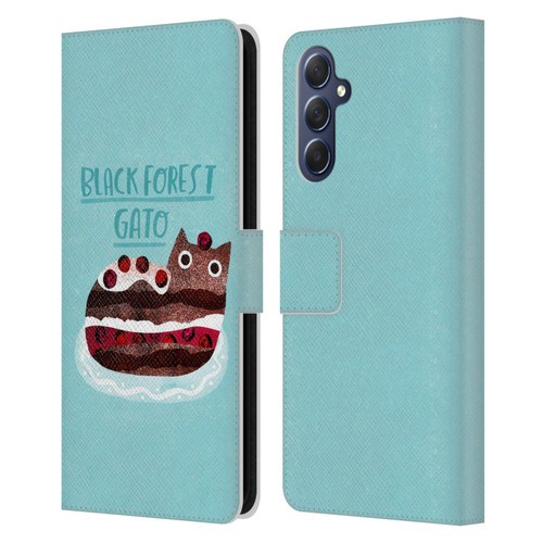 Planet Cat Puns Black Forest Gato Leather Book Wallet Case Cover For Samsung Galaxy M54 5G