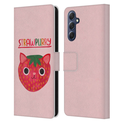 Planet Cat Puns Strawpurry Leather Book Wallet Case Cover For Samsung Galaxy M54 5G