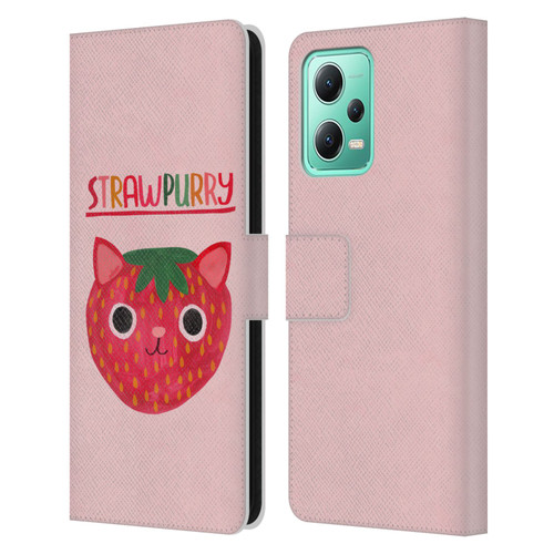 Planet Cat Puns Strawpurry Leather Book Wallet Case Cover For Xiaomi Redmi Note 12 5G