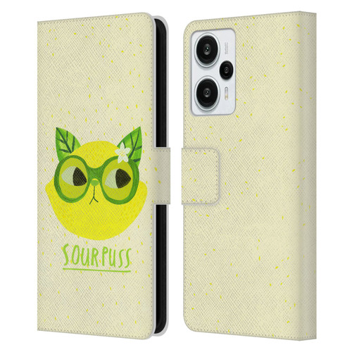 Planet Cat Puns Sour Puss Leather Book Wallet Case Cover For Xiaomi Redmi Note 12T