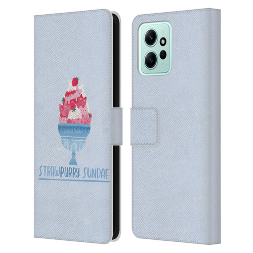 Planet Cat Puns Strawpurry Sundae Leather Book Wallet Case Cover For Xiaomi Redmi 12