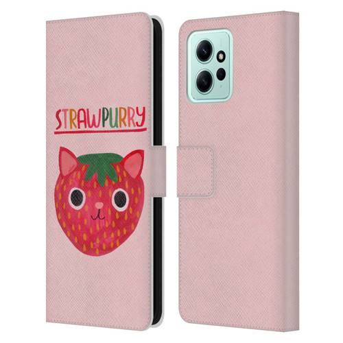 Planet Cat Puns Strawpurry Leather Book Wallet Case Cover For Xiaomi Redmi 12