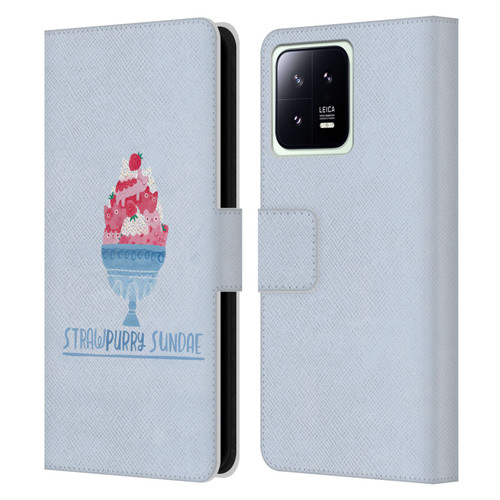 Planet Cat Puns Strawpurry Sundae Leather Book Wallet Case Cover For Xiaomi 13 5G