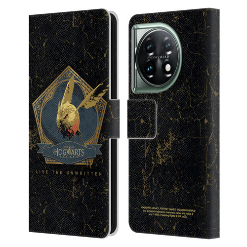 Hogwarts Legacy Graphics Golden Snidget Leather Book Wallet Case Cover For OnePlus 11 5G