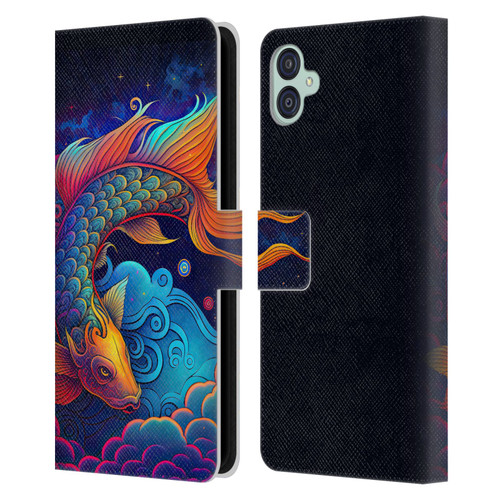 Wumples Cosmic Animals Clouded Koi Fish Leather Book Wallet Case Cover For Samsung Galaxy M04 5G / A04e