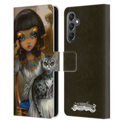 Strangeling Art Egyptian Girl with Cat Leather Book Wallet Case Cover For Samsung Galaxy A25 5G