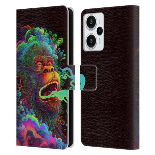 Wumples Cosmic Animals Clouded Monkey Leather Book Wallet Case Cover For Xiaomi Redmi Note 12T