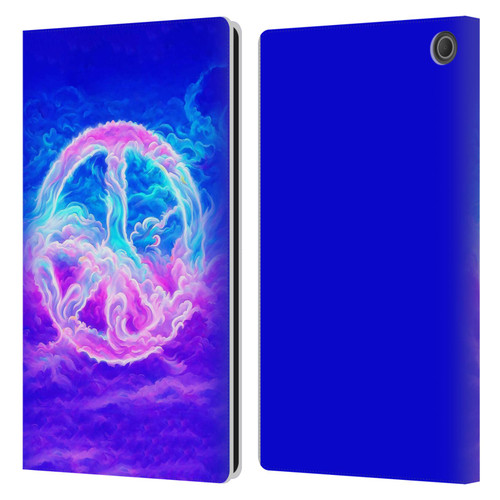 Wumples Cosmic Arts Clouded Peace Symbol Leather Book Wallet Case Cover For Amazon Fire Max 11 2023