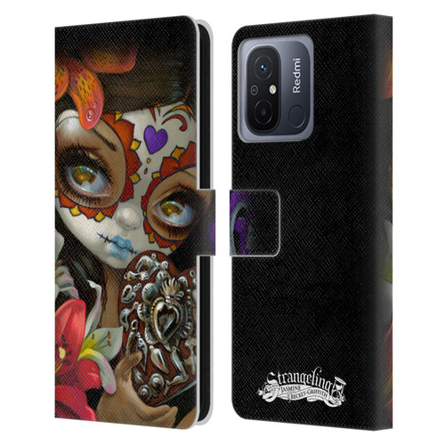 Strangeling Art Day of Dead Heart Charm Leather Book Wallet Case Cover For Xiaomi Redmi 12C