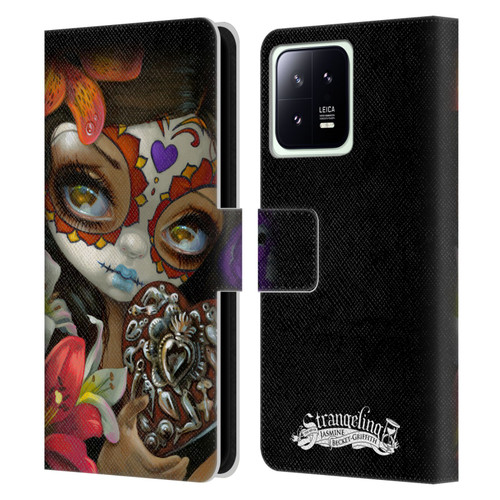 Strangeling Art Day of Dead Heart Charm Leather Book Wallet Case Cover For Xiaomi 13 5G