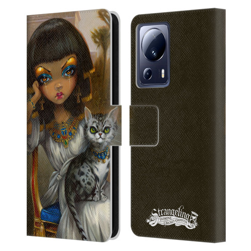 Strangeling Art Egyptian Girl with Cat Leather Book Wallet Case Cover For Xiaomi 13 Lite 5G