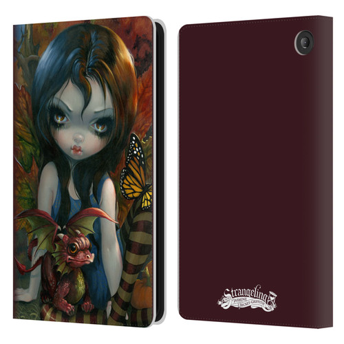 Strangeling Dragon Autumn Fairy Leather Book Wallet Case Cover For Amazon Fire 7 2022