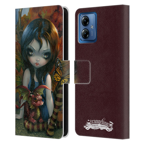 Strangeling Dragon Autumn Fairy Leather Book Wallet Case Cover For Motorola Moto G14