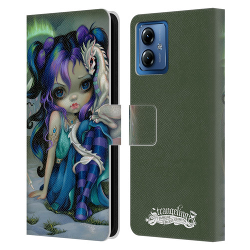 Strangeling Dragon Frost Winter Fairy Leather Book Wallet Case Cover For Motorola Moto G14