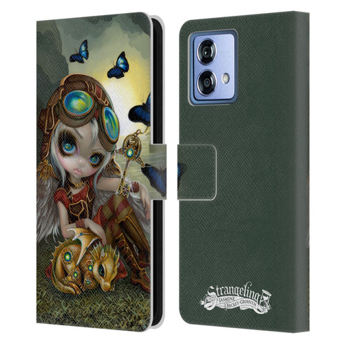 Strangeling Dragon Steampunk Fairy Leather Book Wallet Case Cover For Motorola Moto G84 5G