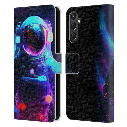 Wumples Cosmic Arts Astronaut Leather Book Wallet Case Cover For Samsung Galaxy A24 4G / M34 5G