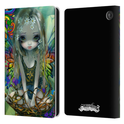 Strangeling Fairy Art Rainbow Winged Leather Book Wallet Case Cover For Amazon Fire 7 2022