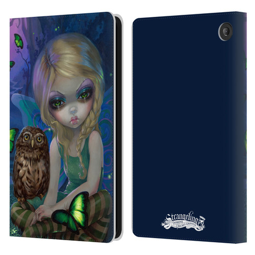 Strangeling Fairy Art Summer with Owl Leather Book Wallet Case Cover For Amazon Fire 7 2022
