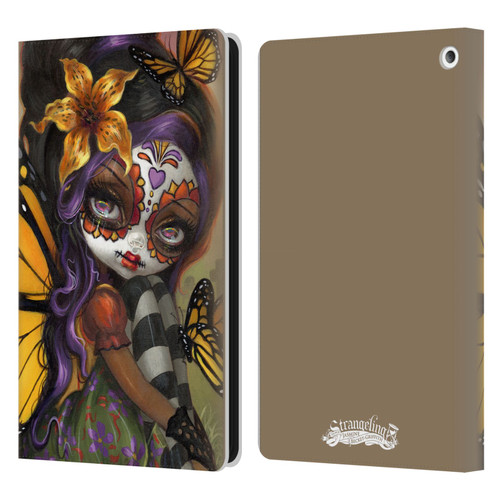 Strangeling Fairy Art Day of Dead Butterfly Leather Book Wallet Case Cover For Amazon Fire HD 8/Fire HD 8 Plus 2020