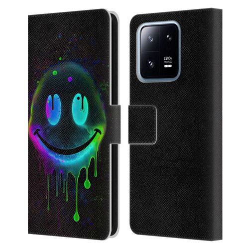 Wumples Cosmic Arts Drip Smiley Leather Book Wallet Case Cover For Xiaomi 13 Pro 5G