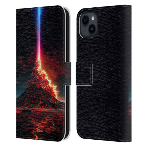 Wumples Cosmic Universe Int Eruption Leather Book Wallet Case Cover For Apple iPhone 15 Plus