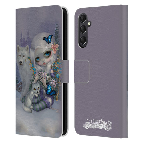 Strangeling Fairy Art Winter with Wolf Leather Book Wallet Case Cover For Samsung Galaxy A24 4G / M34 5G