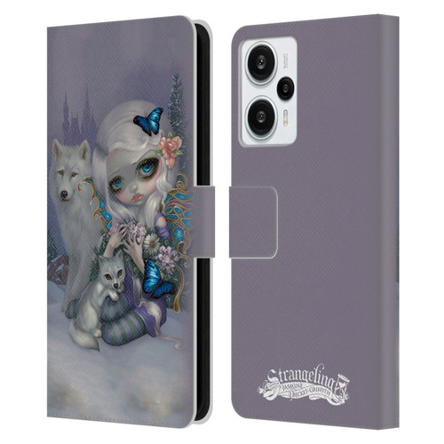 Strangeling Fairy Art Winter with Wolf Leather Book Wallet Case Cover For Xiaomi Redmi Note 12T