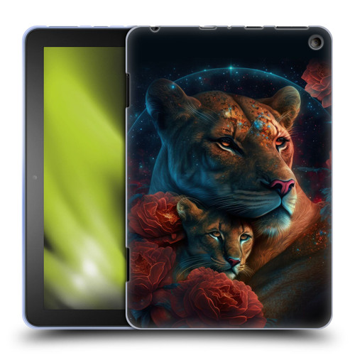 Spacescapes Floral Lions Star Watching Soft Gel Case for Amazon Fire HD 8/Fire HD 8 Plus 2020