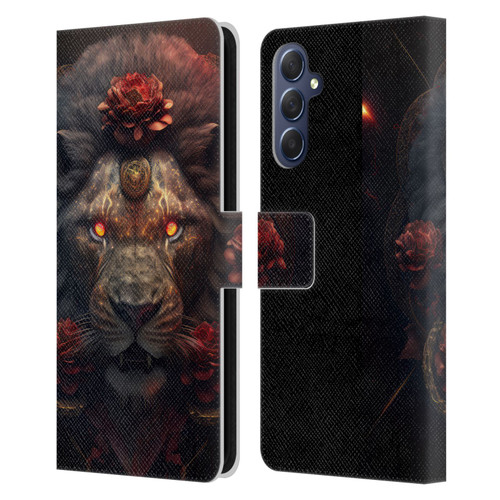 Spacescapes Floral Lions Crimson Pride Leather Book Wallet Case Cover For Samsung Galaxy M54 5G