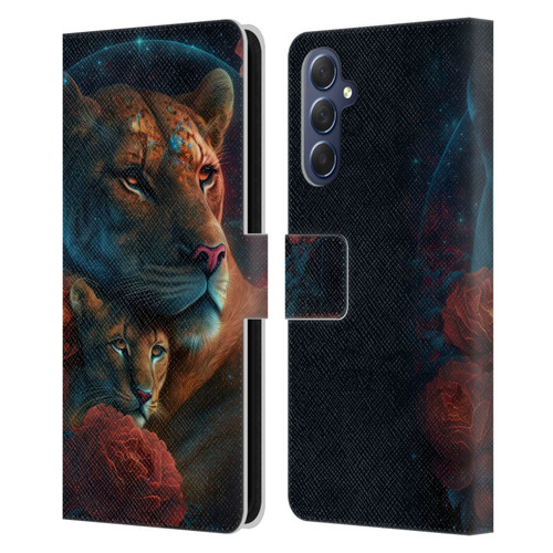 Spacescapes Floral Lions Star Watching Leather Book Wallet Case Cover For Samsung Galaxy M54 5G