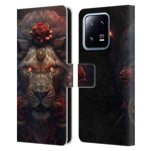 Spacescapes Floral Lions Crimson Pride Leather Book Wallet Case Cover For Xiaomi 13 Pro 5G
