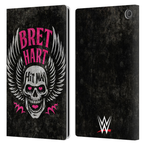 WWE Bret Hart Hitman Skull Leather Book Wallet Case Cover For Amazon Fire Max 11 2023
