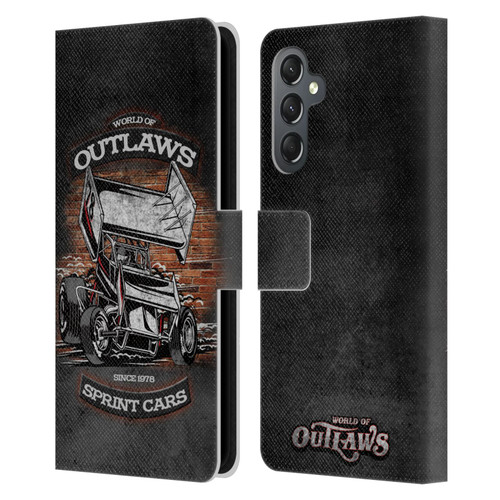 World of Outlaws Western Graphics Brickyard Sprint Car Leather Book Wallet Case Cover For Samsung Galaxy A25 5G