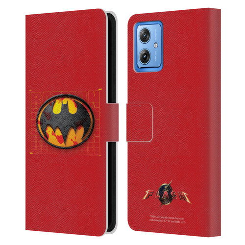 The Flash 2023 Graphics Batman Logo Leather Book Wallet Case Cover For Motorola Moto G54 5G